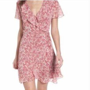 LUSH Mauve Spring Floral Wrap Dress - size Small